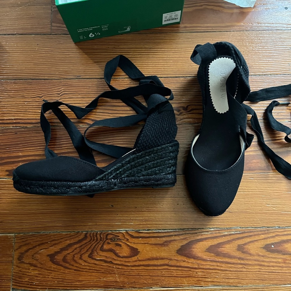 J. Crew Black Espadrille Wedges - Picture 4 of 6